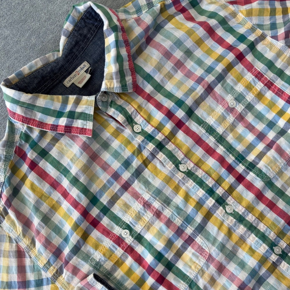 Carbon2Cobalt Mens XL Multicolor Plaid Cotton Long Sleeve Button Down Shirt